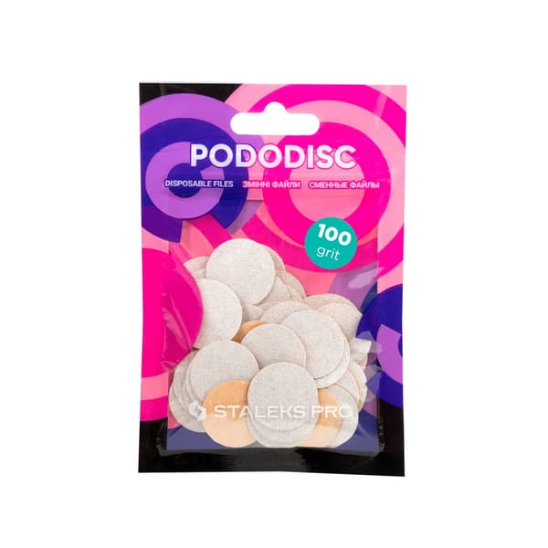 Staleks PodoDisc Pro Expert, Hvide Udskiftelige Belægninger M, Korn 100, 50 stk.
