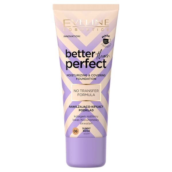 Eveline Cosmetics Bedre End Perfekt Fugtighedsgivende Dækkende Foundation 06 Sunny Beige, 30 ml
