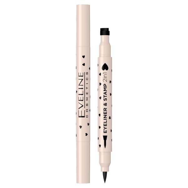 Eveline Cosmetics Eyeliner & Stamp 2in1 - Precision Eyeliner med Hjärtstämpel