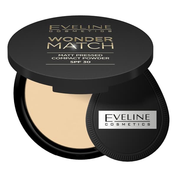 Eveline Wonder Match Matt Pressat Puder med SPF30 Skydd 02 Medium Beige, 8g