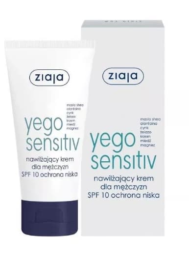 Ziaja Yego Sensitiv, Kosteuttava päivävoide miehille, SPF10, 50ml