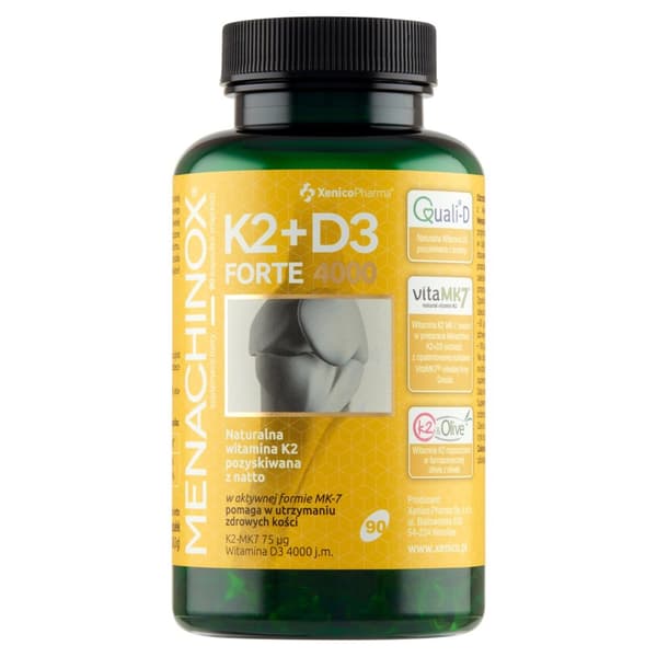 K2 + D3 Miesten Tehokas Kalsiumlisä, 90 kapselia