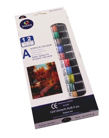 Akrylmaling i tuber, 12x12 ml