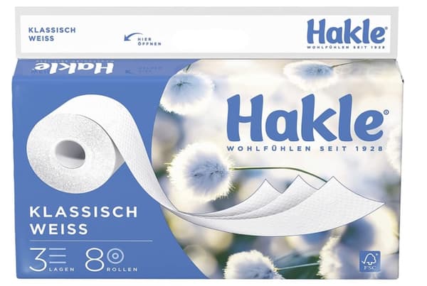 Hakle Toiletpapir, Blødt og Holdbart, 8 Ruller. Høj kvalitet og komfort, perfekt til dit badeværelse.