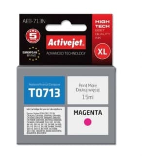 Musta Magenta Muste Epson T0713 - Yhteensopiva AEB-713N / Laadukas Vaihtoepä T0713 Musteelle / Aktiivinen Jet