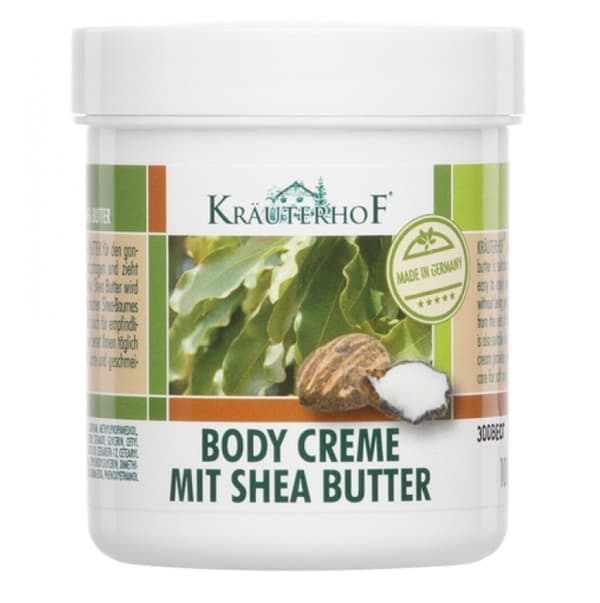Shea Smør i Kroppens Balsam af Krauterhof, 100ml. Styrker huden og tilfører fugt uden tilsat parabener. Til smukt næret hud hver dag.