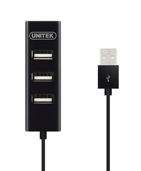 Unitek, USB-hubb med 4 portar för telefonladdning, svart
