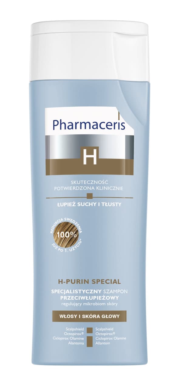 Pharmaceris H Purin Special, Specialiseret skælshampoo mod tør og fedtet skæl, 250 ml.