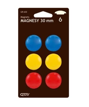Magneter GR-630 30mm, blandede farver, 6 stykker.
