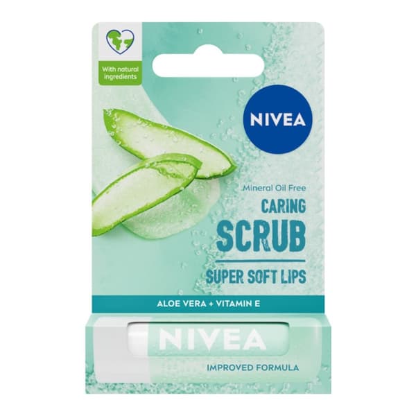 Nivea Aloe Vera Läppskrubb, 4.8g – Vårdande Exfoliering för Smidiga Läppar