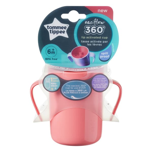Tommee Tippee, 360° Easiflow-kop med håndtag, lyserød, 200 ml