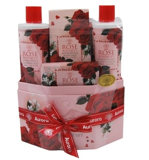 Aurora Lahjapakkaus Ruusu Geeli 200 ml 6 Shampoo 200 ml + Saippua 100 g + Suola 100 g