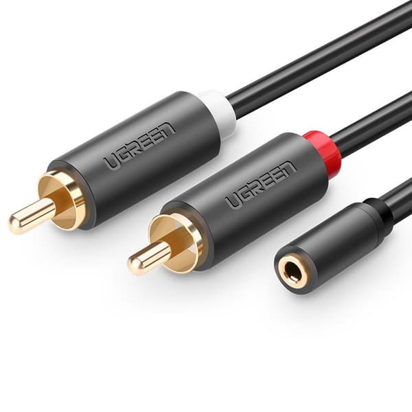 Ugreen AV102 Audio Kabel 3,5mm Hun til 2RCA Han 0,25m - Grå
