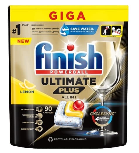 Finish Ultimate Plus Diskmaskinstabletter, 90st - Citronkoncentrat för Effektiv Rengöring