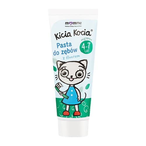MomMe Kicia Kocia Tandkräm med Fluor för Barn 4-7 år, Mintsmak, 50 ml