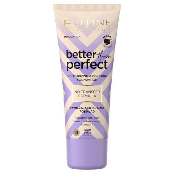Eveline Cosmetics Täydellinen kosteuttava ja peittävä meikkivoide, sävy 1.5 Ivory Beige, 30 ml