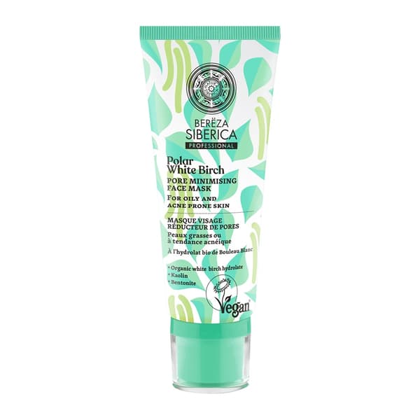 Natura Siberica Birkbaserad Vegansk Ansiktsmask för Fet Hud, Porminimerande, 100 ml