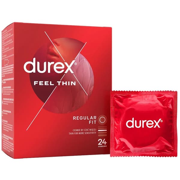 Durex Feel Thin Klassiska Tunna Latexkondomer, 24 Stycken