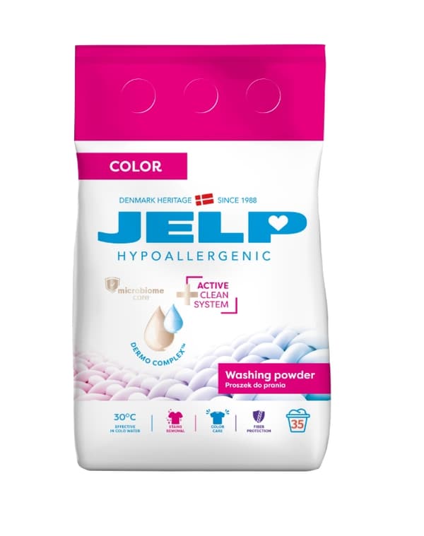 Jelp, Hypoallergenisk Vaskepulver til Kulørte Tekstiler, 2,1 kg