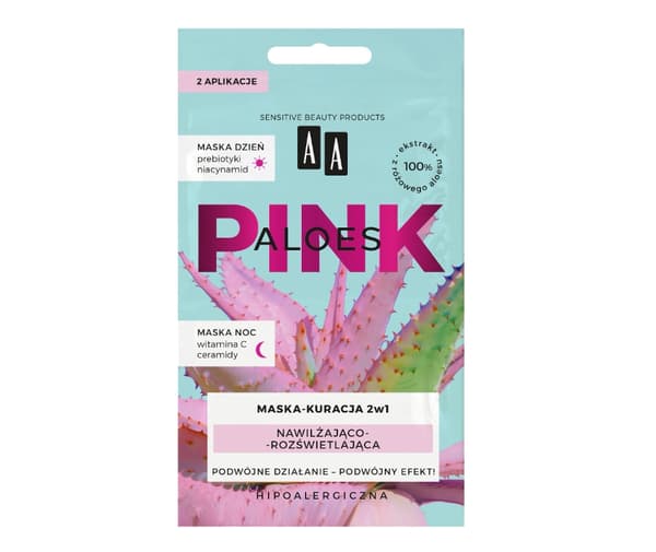 AA Aloe Pink, Kosteuttava ja kirkastava kasvohoitonaamio-paketti päiväksi ja yöksi, 2 x 4g
