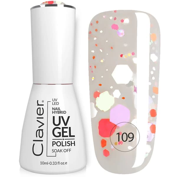 Clavier Luxury Hybridi Kynsilakka Holografisilla Hiukkasilla 109 Lemon Shot, 10ml