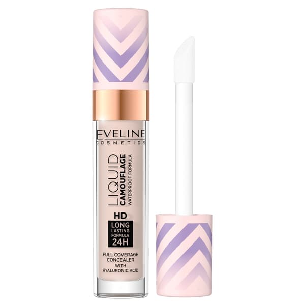 Eveline Kosmetik Vandtæt Flydende Camouflage Concealer med Hyaluronsyre 02 Lyse Vanilje, 7.5 ml