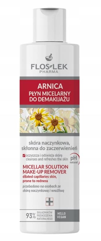 Flos-Lek Pharma Arnica Micellar Rensevæske til Karsprængt Hud, Følsom overfor Rødme, 225 ml