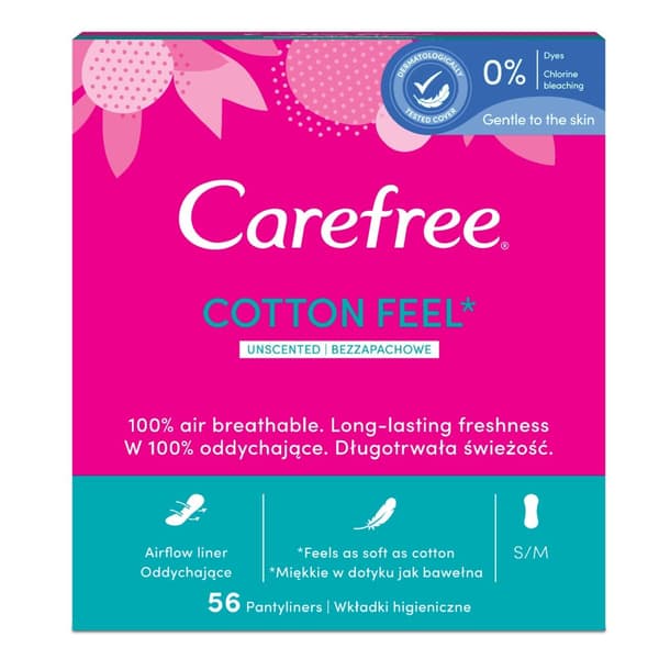 Carefree Bomullskänsla Hygienbindor Normal, 56 st