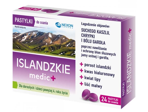 Islandzkie Medic+ Halstabletter, 24 Sugtabletter