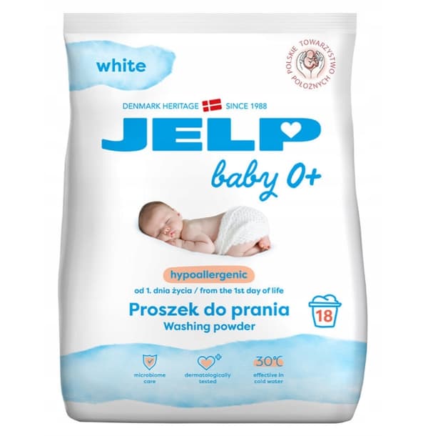 Jelp Baby 0+ Hvidvaskepulver til sarte tekstiler, 1,35 kg