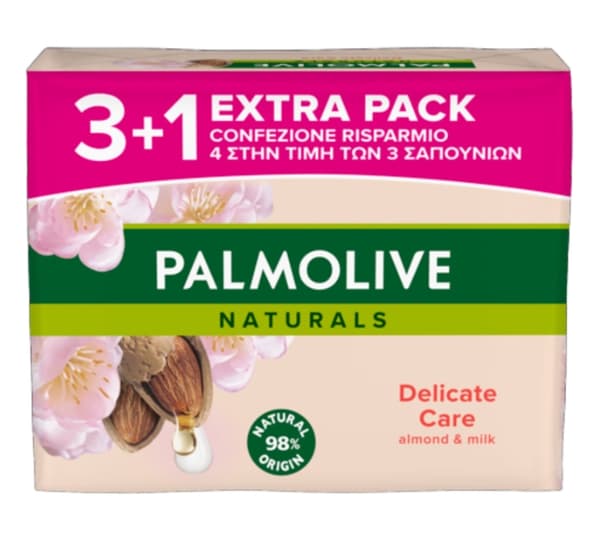 Palmolive Fast Sæbe, Almond & Milk, 4 stk. á 90g