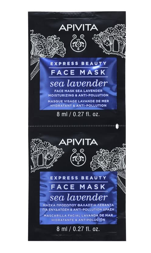 Apivita Express Beauty Fuktgivande & Skydds Ansiktsmask Sjölavendel, 2 x 8 ml