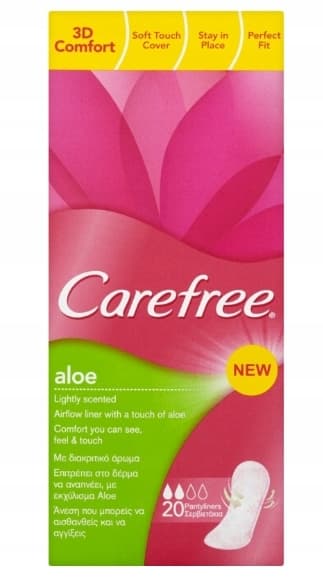 Carefree Bomull Aloe Hygieninsatser, 20 stycken