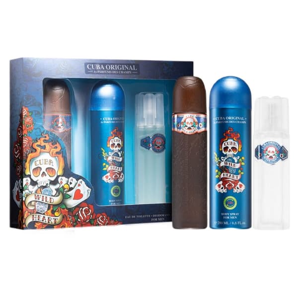 Cuba Original Vild Hjärtats Gåvoset: Eau de Toilette 100ml + Deodorant 200ml + Aftershave 100ml