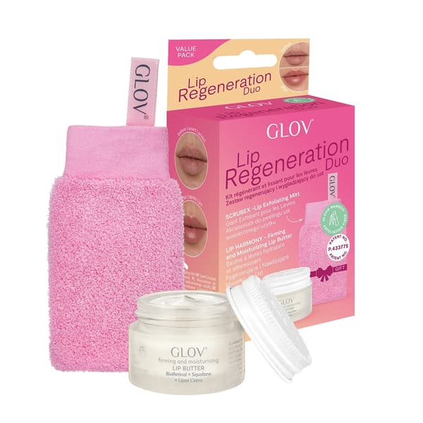 Glov Läppåterställning Duo: Peelinghandske & Återfuktande Läppbalsam 15ml