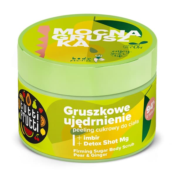 Farmona Tutti Frutti Vartaloa Kiinteyttävä Sokerikuorinta Päärynä ja Inkivääri + Detox Shot Mg, 300g