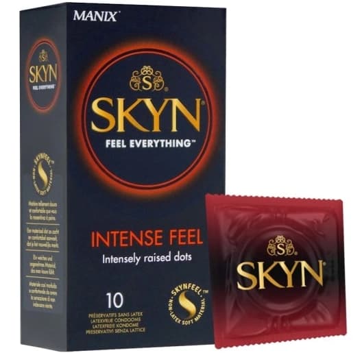 Skyn Intense Feel Latexfria kondomer med räfflad yta, 10 stycken.