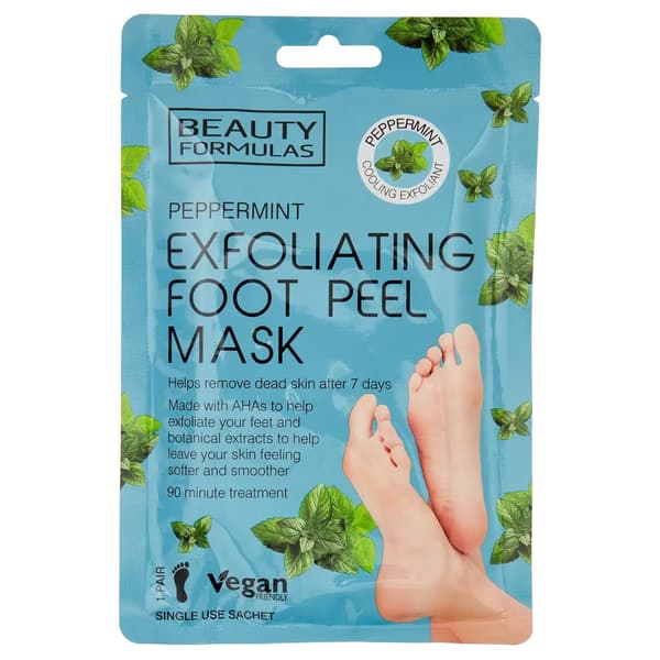 Beauty Formulas Eksfolierende Fodmaske med Pebermynte, 1 Par
