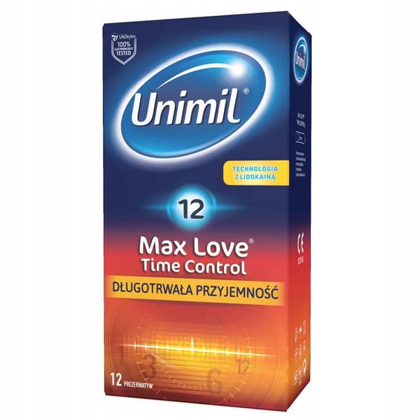 Unimil Max Love Tidskontroll Fuktgivande Latex Kondomer, 12 st