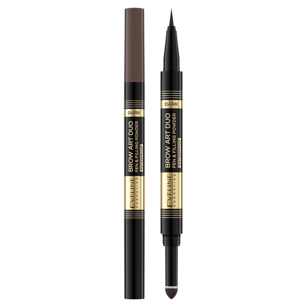 Eveline Cosmetics Ögonbrynskonst Duo Penna och Puder 2-i-1 Mörk
