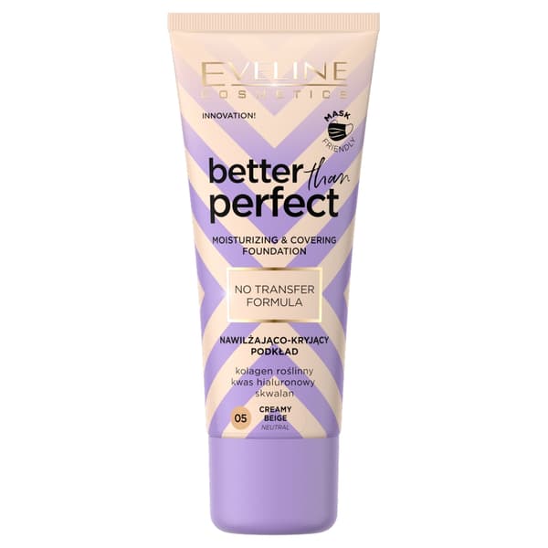 Eveline Cosmetics Bedre End Perfekt Fugtgivende Dækfoundation 05 Creamy Beige, 30 ml