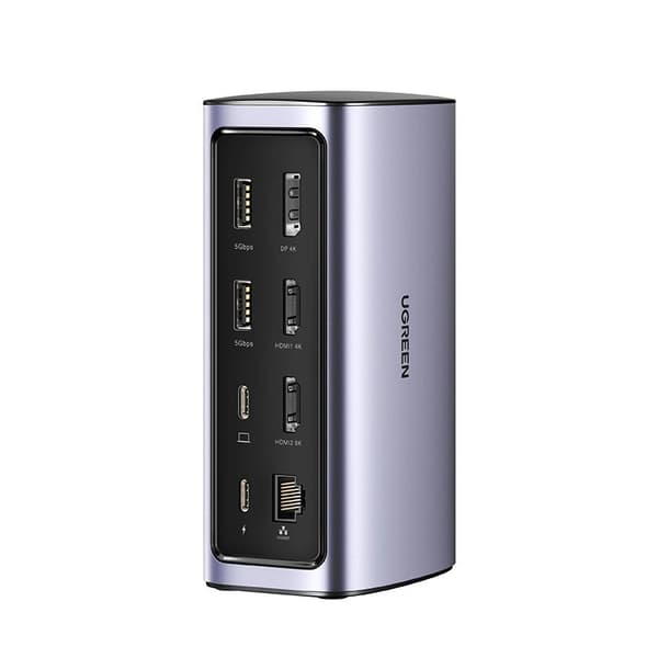 Ugreen Multifunktionell Dockningsstation HUB 12-i-1 USB C HDMI DP RJ45 AUX SD TF Grå (CM555)