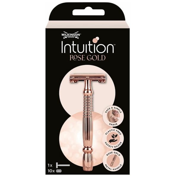 Wilkinson Intuition Rose Gold Vaihtoterillä Varustettu Naisten Partakone + 10 Terää