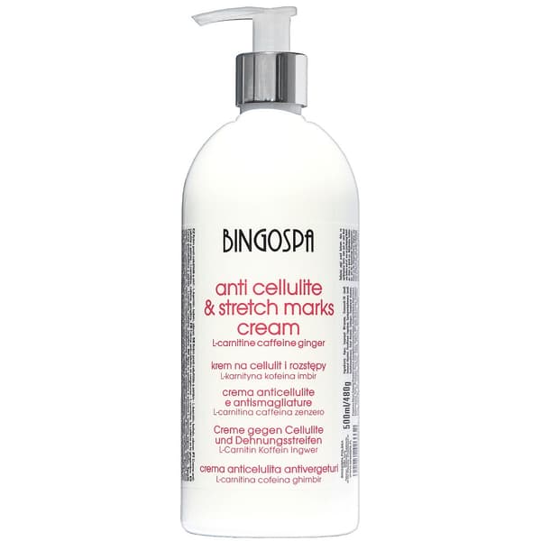 BingoSpa Kräm mot Cellulit och Bristningar med L-karnitin, Koffein & Ingefära, 500ml