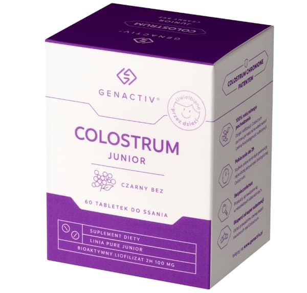 Genactiv Kolostrum Junior Fläderbär, 60 sugtabletter