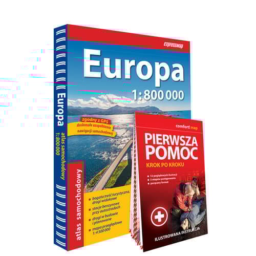 Euroopan Automobiilikartta 1:800 000 + Kuvitettu Ensiapuopas - Askel Askeleelta