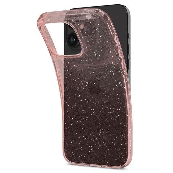 Spigen Liquid Crystal Glitter Cover til iPhone 15 Pro - Lyserød Transparent