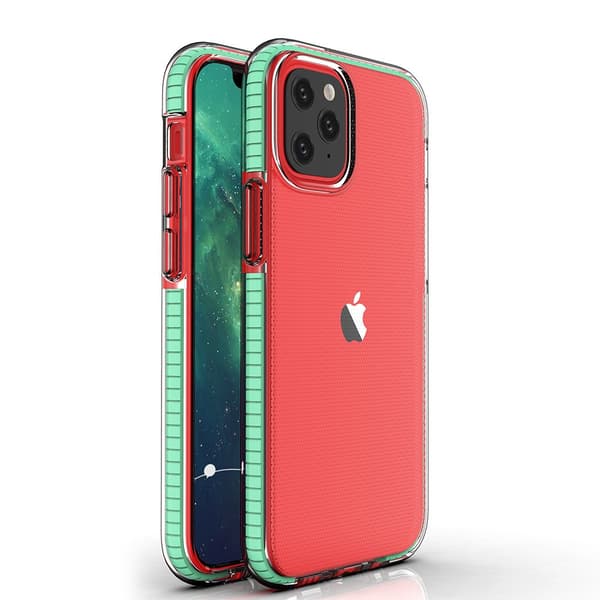 iPhone 12 Mini Silikone Cover med Farverig Kant - Mintgrøn