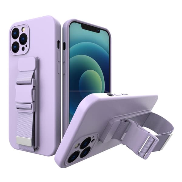 iPhone 12 mini Gel-taske med kædestrop & reb-snøre - Lilla