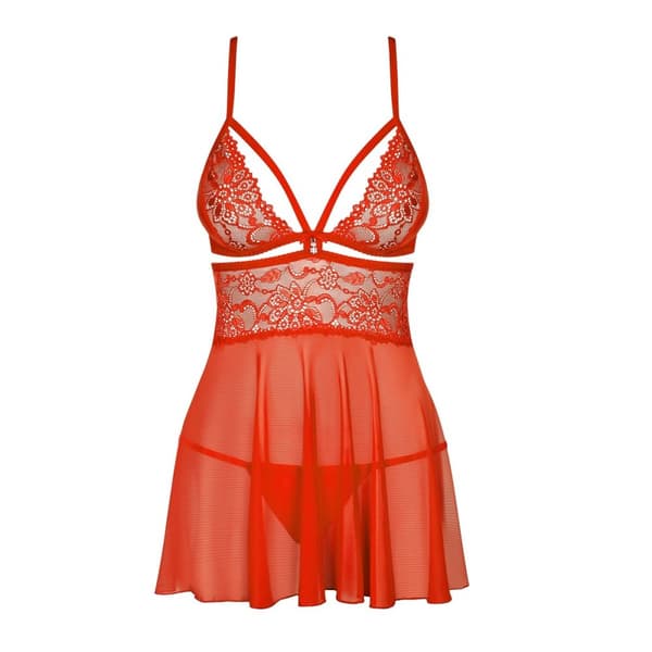 Sensuell Röd Babydoll med Trosor - Obsessive 838-BAB-3 S/M